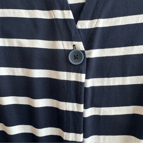 J. Jill Wearever Women’s Striped Long Cardigan Navy Blue Medium Knit Jersey - Picture 8 of 8